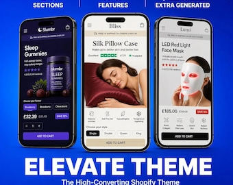 Elevate Bliss Shopify Theme | 25M+ di fatturato generato | Tema ad alta conversione | Shopify 2.0 | Download digitale