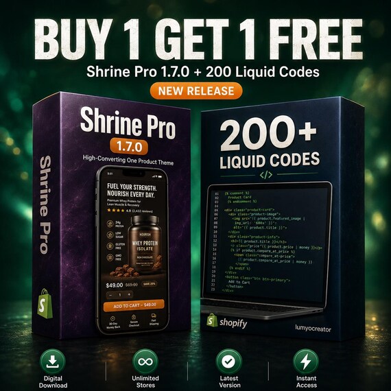 Shrine Pro 1.7.0 Shopify Theme | Latest Version | One Product Store | High Converting | Digital Download