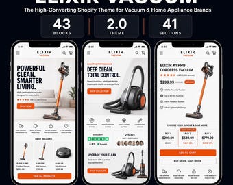 Elixir Vacuum Shopify Theme v1.6.2 | Home Appliance Store Template | Conversion Optimized | Unlimited Stores