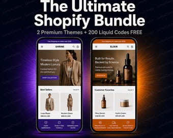 Shrine 1.9.0 + Elixir Shopify Theme Bundle | Two Premium Themes + 200 Liquid Codes FREE | Instant Download Exclusive Deal