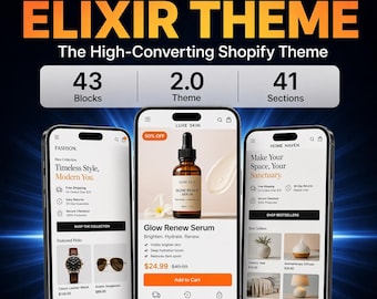 Elixir Shopify Theme v1.6.2 | High Converting Ecommerce Template | 43 Blocks 41 Sections | Shopify 2.0 | Digital Download