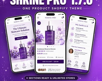 Shrine Pro 1.7.0 Shopify Dropshipping Theme | Latest Version | One Product Store | Sections Ready | Digital Download