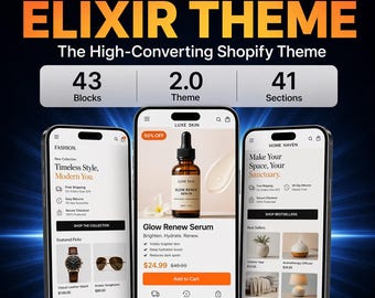 Elixir Shopify 2.0 Thema – Hoog-Converterende E-commerce Template | Dropshipping | Digitale Download