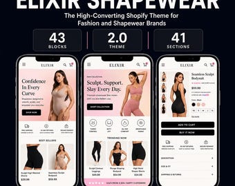 Elixir Shapewear Shopify Theme v1.6.2 | Fashion Apparel Store Template | Conversion Optimized | Unlimited Stores