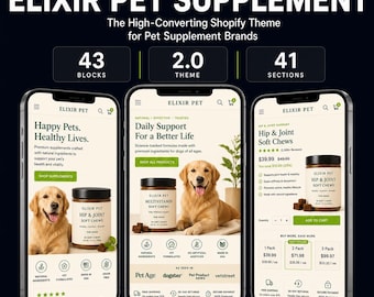 Elixir Pet Supplement Shopify Theme v1.6.2 | Pet Store Store Template | Conversion Optimized | Unlimited Stores