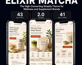 Elixir Matcha Shopify Theme v1.6.2 | Health Wellness Store Template | Conversion Optimized | Unlimited Stores