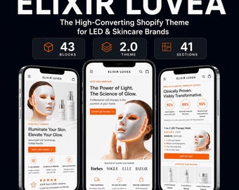 Elixir Luvea Shopify Theme v1.6.2 | Beauty LED Mask Store Template | Conversion Optimized | Unlimited Stores