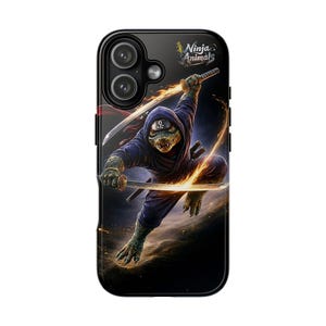 Étui pour smartphone style crocodile ninja, double épée, pour iPhone 17, Galaxy, Google Pixel, protection antichoc
