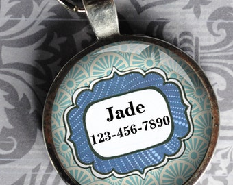 Pet iD Tag blue and light blue colorful round Dog Tag 35mm round -  by California Mutts