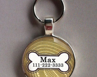 Pet iD Tag light mustard yellow colorful round Dog Tag 35mm round -  by California Mutts