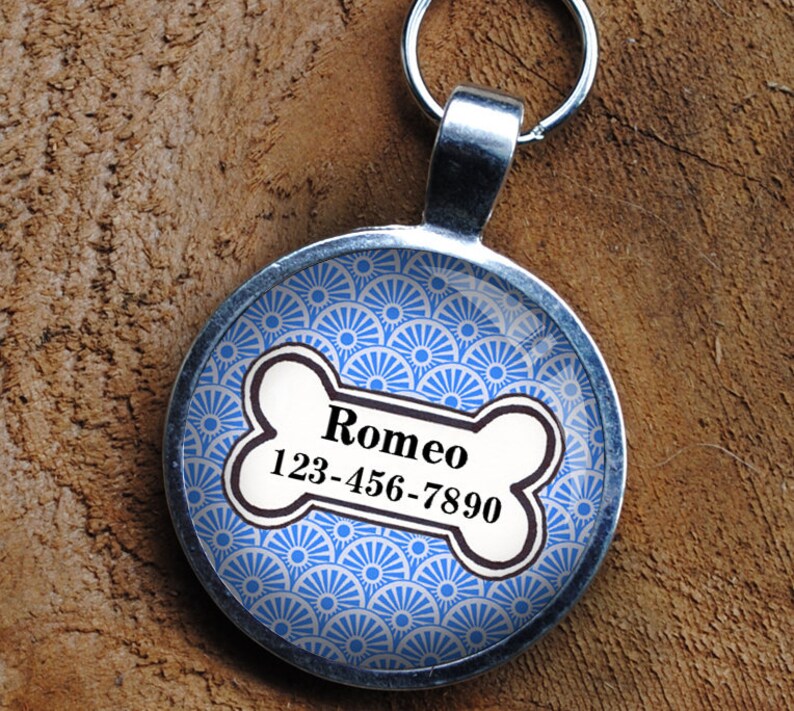 Pet Id Tag Light Blue Colored Colorful Round Dog Tag by Etsy