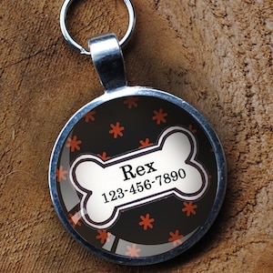 Red and black patterned Pet iD Tag colorful round Dog Tag 35mm round -  by California Mutts