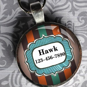 Pet iD Tag blue orange and brown colorful round Dog Tag 35mm round -  by California Mutts