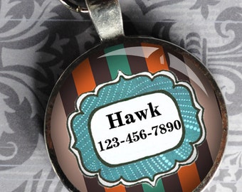 Pet iD Tag blue orange and brown colorful round Dog Tag 35mm round -  by California Mutts