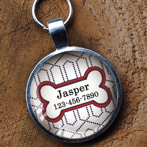 Red, White & Blue Pet ID Tag – Custom Dog Tag, Bone Design (35mm)