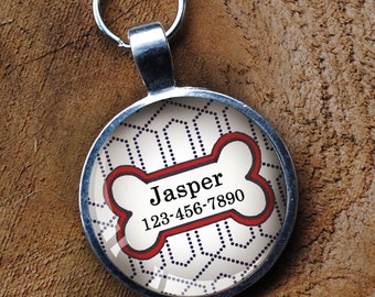 Red white and blue Pet iD Tag colorful round Dog Tag 35mm round -  by California Mutts