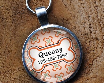 Peach orange Pet iD Tag colorful round Dog Tag 35mm round -  by California Mutts
