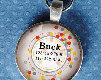 Pet iD Tag confetti patterned colorful round Dog Tag 35mm round -  by California Mutts
