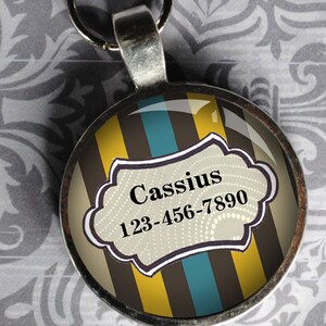 Pet iD Tag blue yellow and brown colorful round Dog Tag 35mm round -  by California Mutts