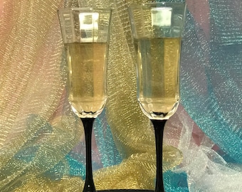 Black Bottom Champagne Flutes-custom (made in France)