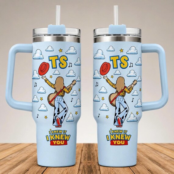 I Knew It Knew You Story Tumbler 40oz With Handle, Cloud Summer Beach Stainless Steels Travel Mug, Gift For Music Fan