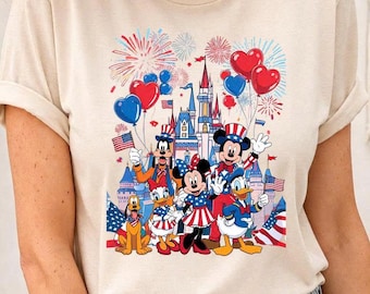 250周年記念カートゥーンフレンズシャツ、ヴィンテージ愛国アメリカTシャツ、クラシックアニマルキャラクターお祝いギフト