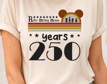 250周年記念レトロカートゥーンフレンズシャツ、ヴィンテージ愛国アメリカTシャツ、クラシックアニマルキャラクターシャツ、アメリカ記念ギフト