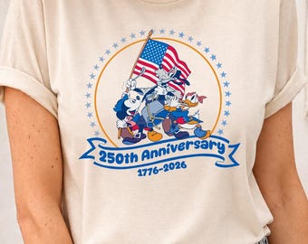 アメリカ建国250周年記念シャツ、1776-2026愛国的なダックTシャツ、ヴィンテージアメリカンシャツ、独立記念日衣装、アメリカの誕生日プレゼント