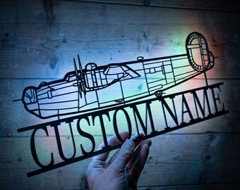 B-24J Liberator Personalized RGB LED Metal Wall Art, Custom Name Lighted Aircraft Sign, Multi Color Wall Decor, Pilot Decor