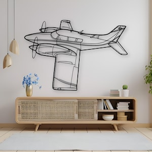 パイパー PA-30 ツインコマンチ メタルウォールデコレーション、クラシックな双発一般航空機のシルエット