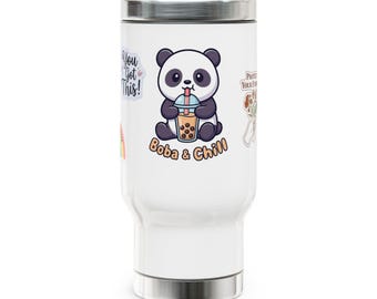 Boba & Chill Panda Travel Mug | 14oz Stainless Steel