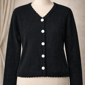 Vintage Putumayo Black Eyelet Knit Cardigan | Goth Fairycore
