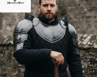 Medieval Shoulder Pauldrons W/ Gorget - Knight Armor LARP SCA Re-enactment Halloween Cosplay Armor Costume