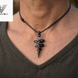 Hand-Forged Iron Serpent Pendant - Rustic Viking Spiral Necklace Pendant - Ren-fair Viking jewellery  - Adult/ Unisex