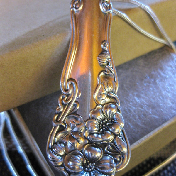 Silverware Pendant on 16" Snake Chain - Ornate Floral Design