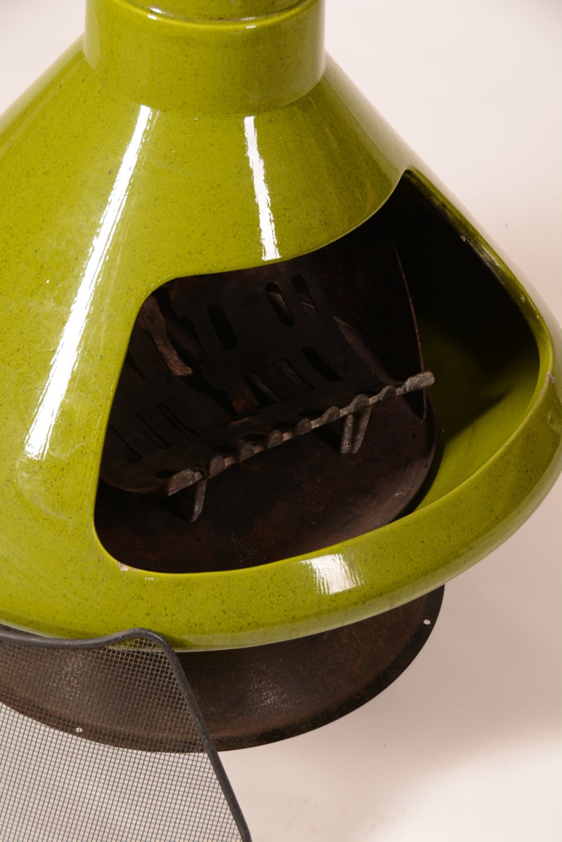 Mid Century Free Standing Ceramic Fireplace in Green Glaze by Etsy