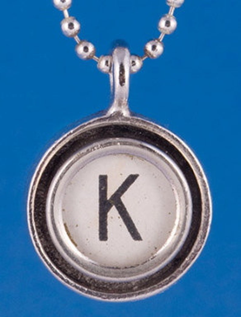 Typewriter Key Initial Necklaces, Letter A-K image 1