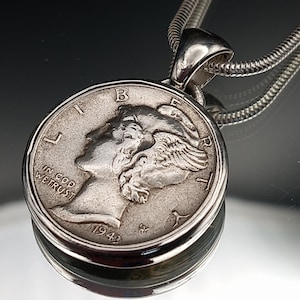 Mercury Dime Pendant  | Silver coin Pendant | American Coin Pendant | Vintage Coin Pendant| Silver coin | Mercury Coin | Vintage jewelry |