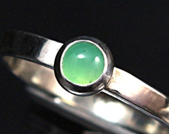 Chrysoprase Ring Chrysoprase Sterling Silver Ring 5mm Chrysoprase Ring Chrysophrase Ring  Chrysoprase apple green Gemstone Ring