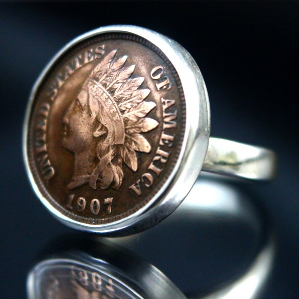 Indian head penny Ring American Coin Rings silver coin rings Coin Ring Collectible Vintage Coin Ring Penny Ring mens coin ring