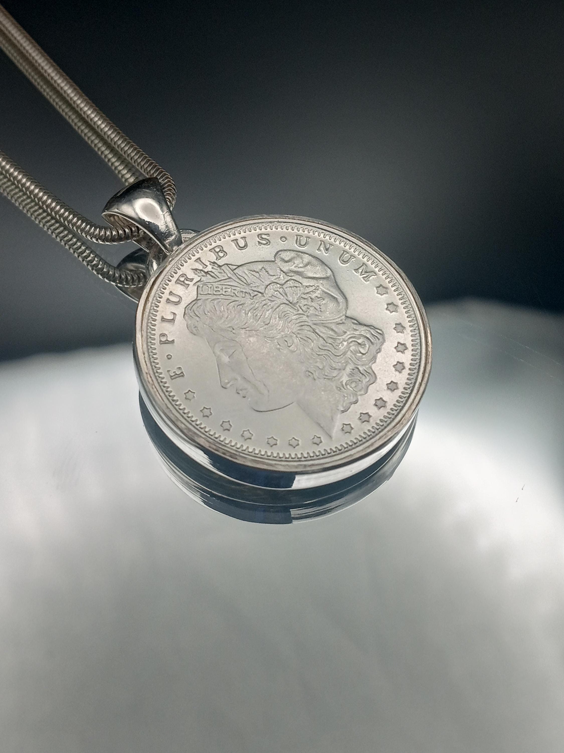 Vintage Morgan Dollar Pendant – 1884-CC Gold Plated, 38.1mm, Unisex, Handmade