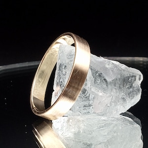 4mm Wide Band--Flat Edge Solid Brass Band--Modern Gold Brass Wedding Band