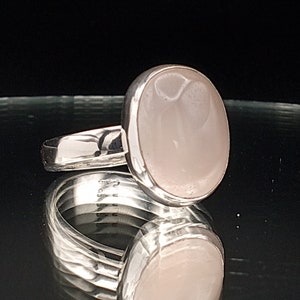 Rose Quartz Ring Sterling Silver Ring Gem Rose Quartz Size 7 Gemstone Ring Artisan Handcrafted Gift for Her