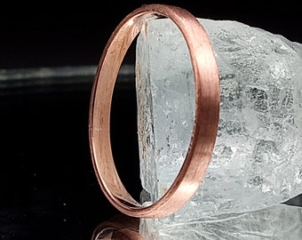 Thin Copper Band – 2mm Flat Edge Ring – Minimalist Stacking Ring – Unique Wedding Band – Handmade Copper Jewelry