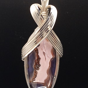 Purple Passion Agate Pendant - Argentium Sterling Silver Wire Wrap