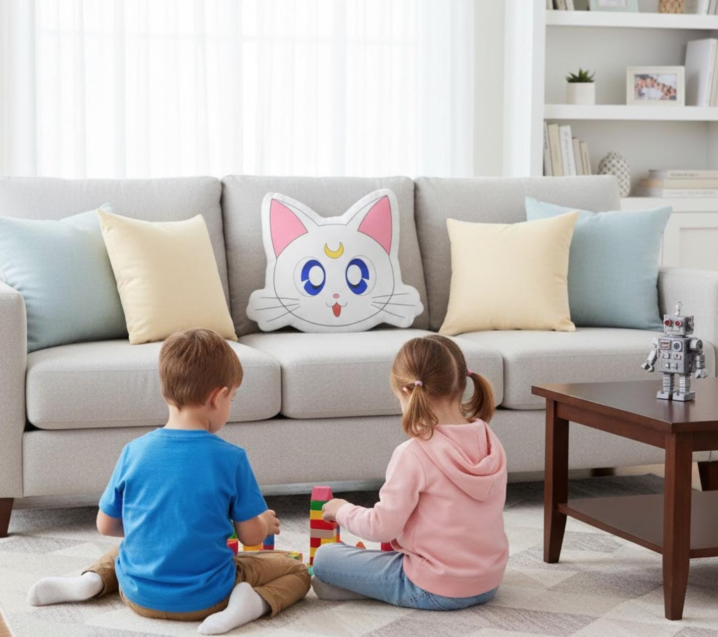 Coussin Sailor Moon Crystal Style Rétro Game, 40x40 Cm, Tissu, Bandai
