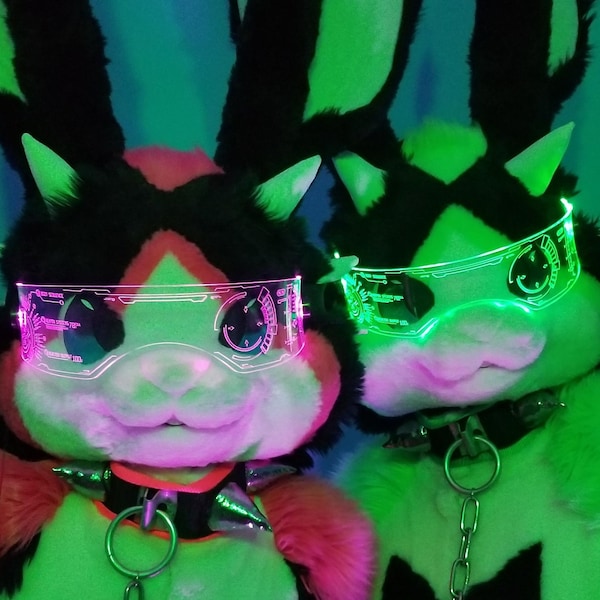 Illuminated Cyberpunk Cyber goth fursuit visor J.A.R.V.I.S Advanced Clear **choose your LED colour**