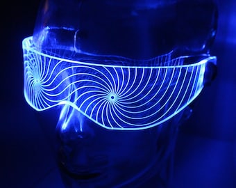 The original Illuminated Cyberpunk Cyber goth visor HYPNO  Clear **choose your LED colour**