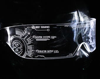 The original Illuminated Cyberpunk Cyber goth visor Iron Man J.A.R.V.I.S. 2.0 advanced  Clear **choose your LED colour**