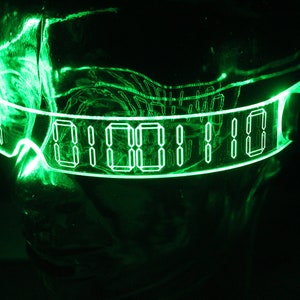STEALTH BINARY Clear **choose your led colour*** Customisable!  The original Illuminated Cyberpunk Cyber goth visor